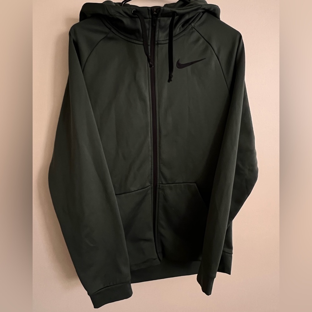 NIKE ZIP UP DARK GEEEN HOODIE